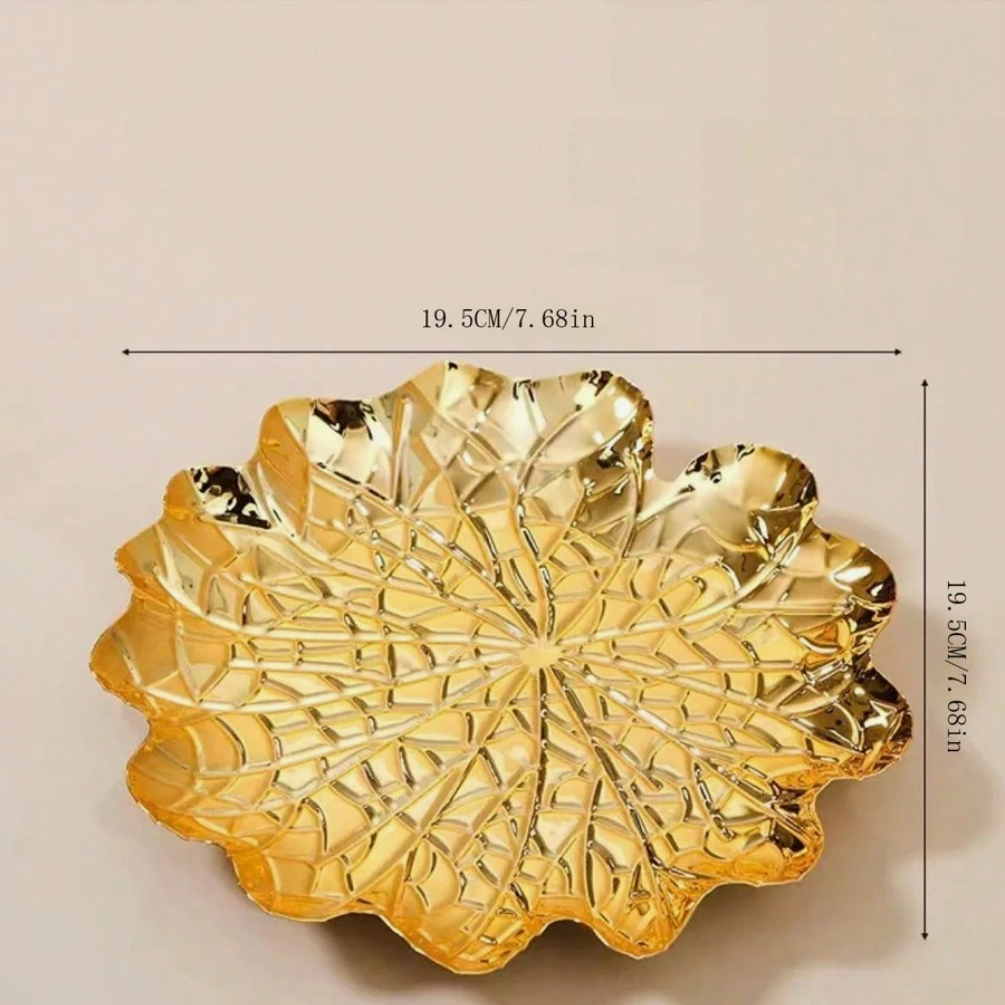 Modern luxury fragrance Lotus leaf jewelry tray Gold storage tray decorative tray
