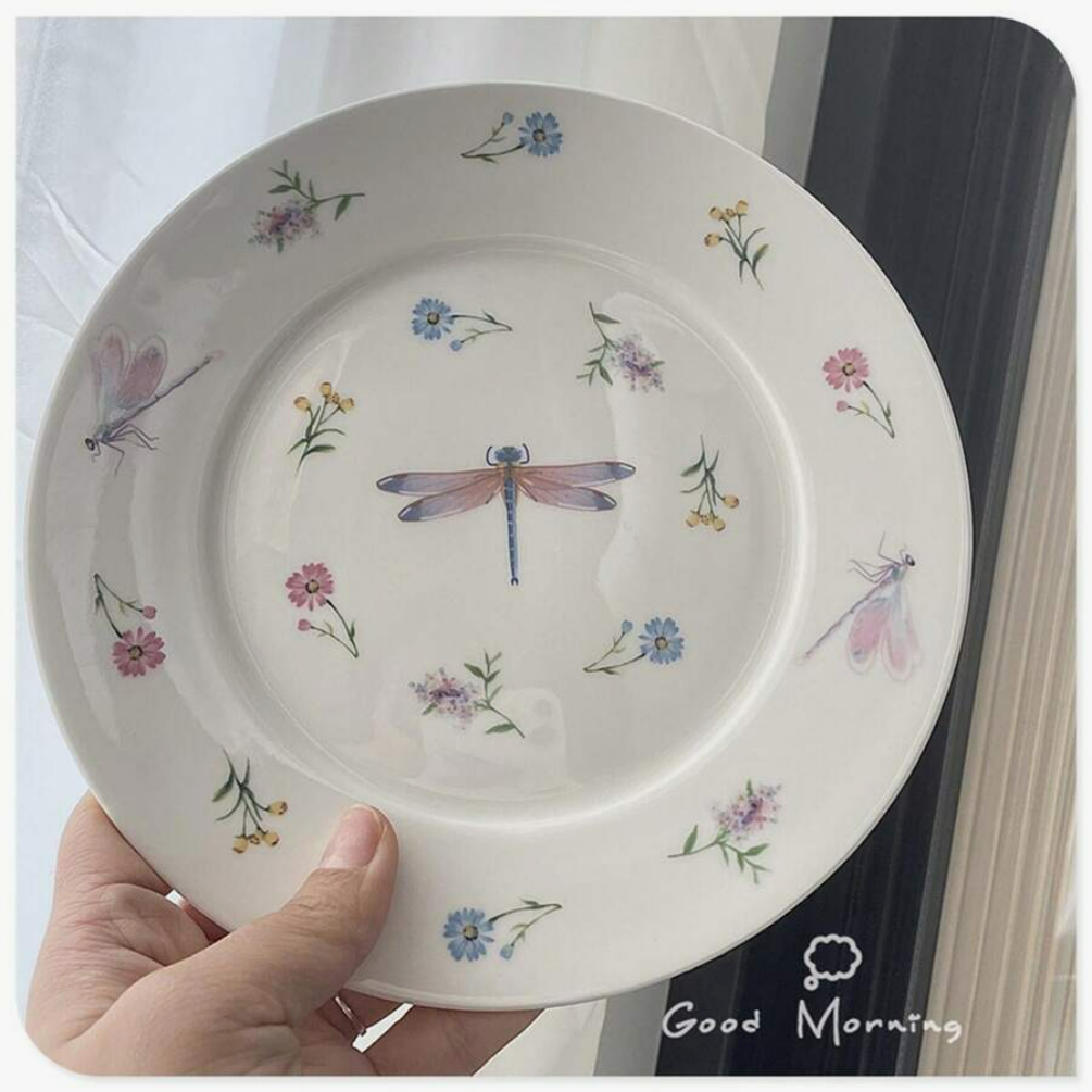 Fine French tableware, rustic vintage ceramic breakfast plate
