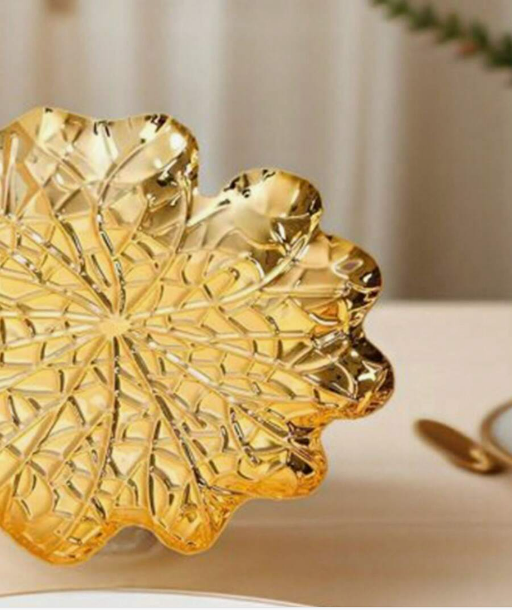 Modern luxury fragrance Lotus leaf jewelry tray Gold storage tray decorative tray
