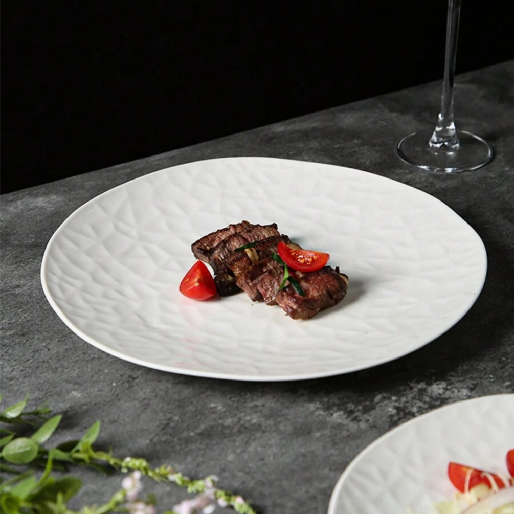 1 Nordic diamond pattern ceramic dinner plate