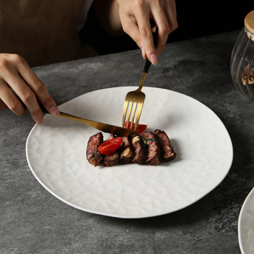 1 Nordic diamond pattern ceramic dinner plate