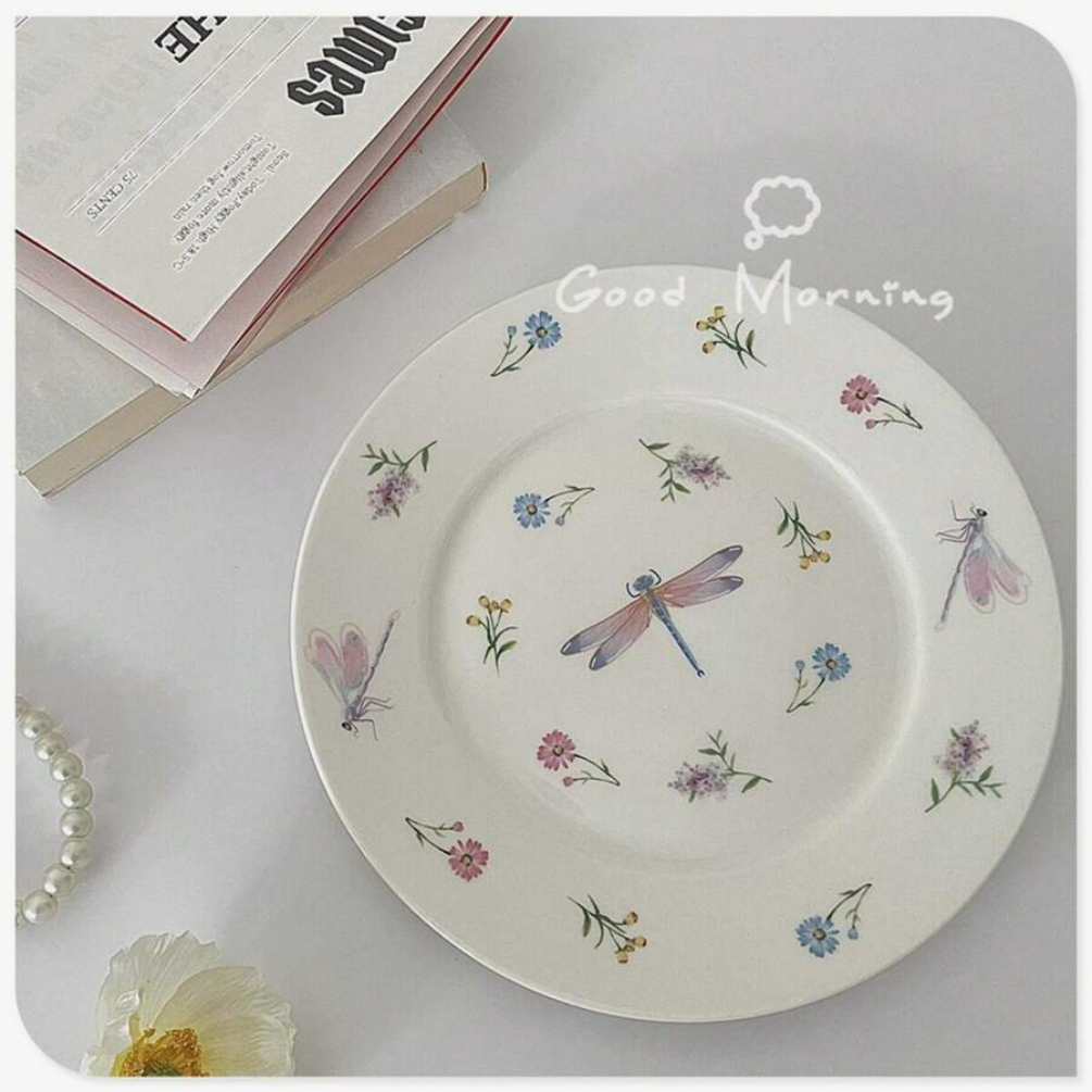 Fine French tableware, rustic vintage ceramic breakfast plate