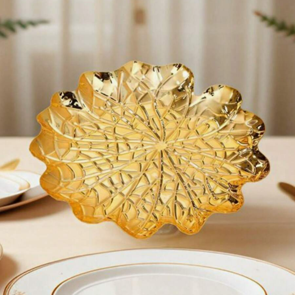 Modern luxury fragrance Lotus leaf jewelry tray Gold storage tray decorative tray